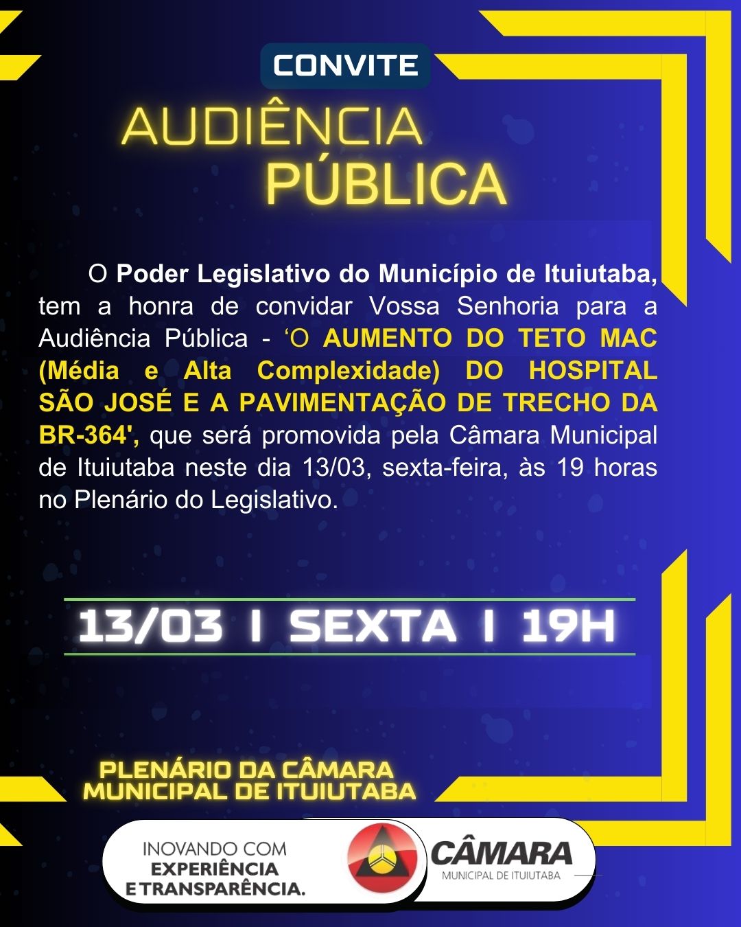 Câmara promove Audiência Pública